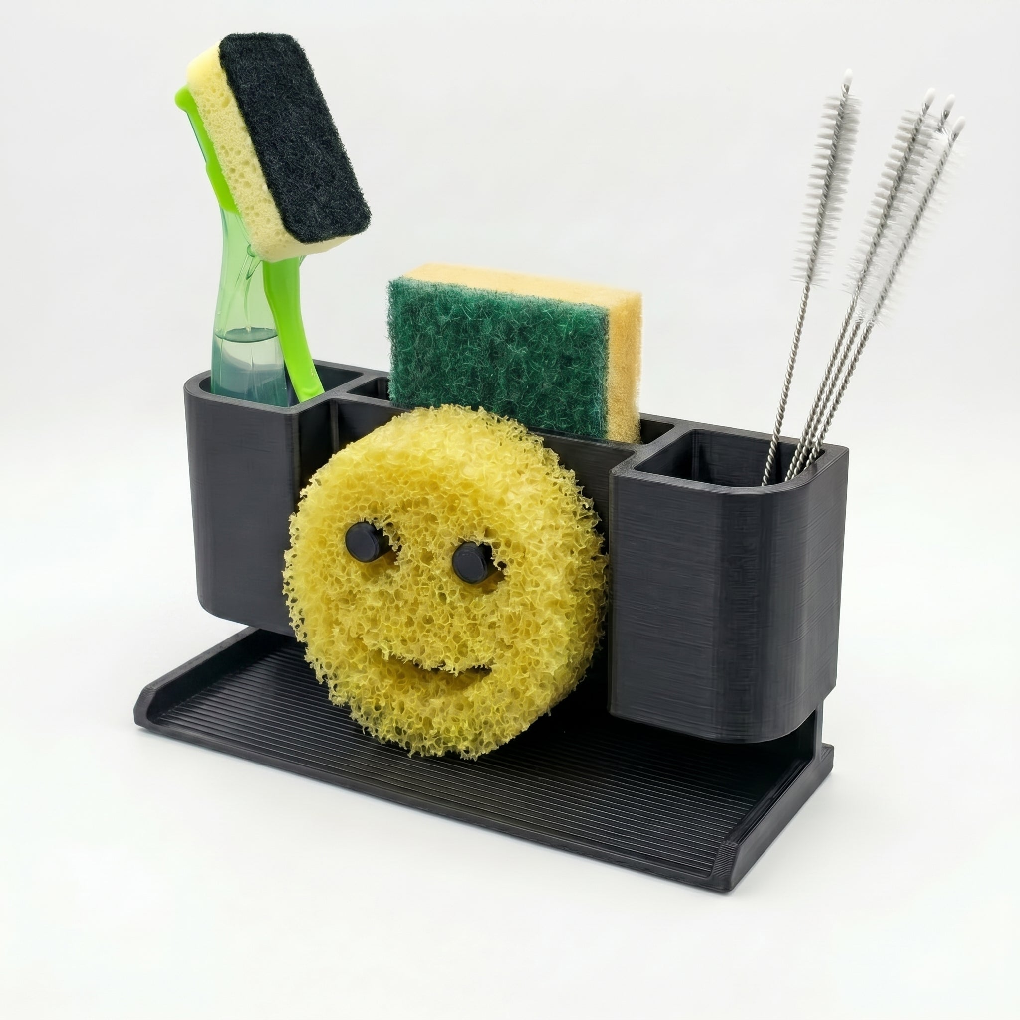 Modular Sink Caddy Sponge & Brush Organizer with Drip Tray