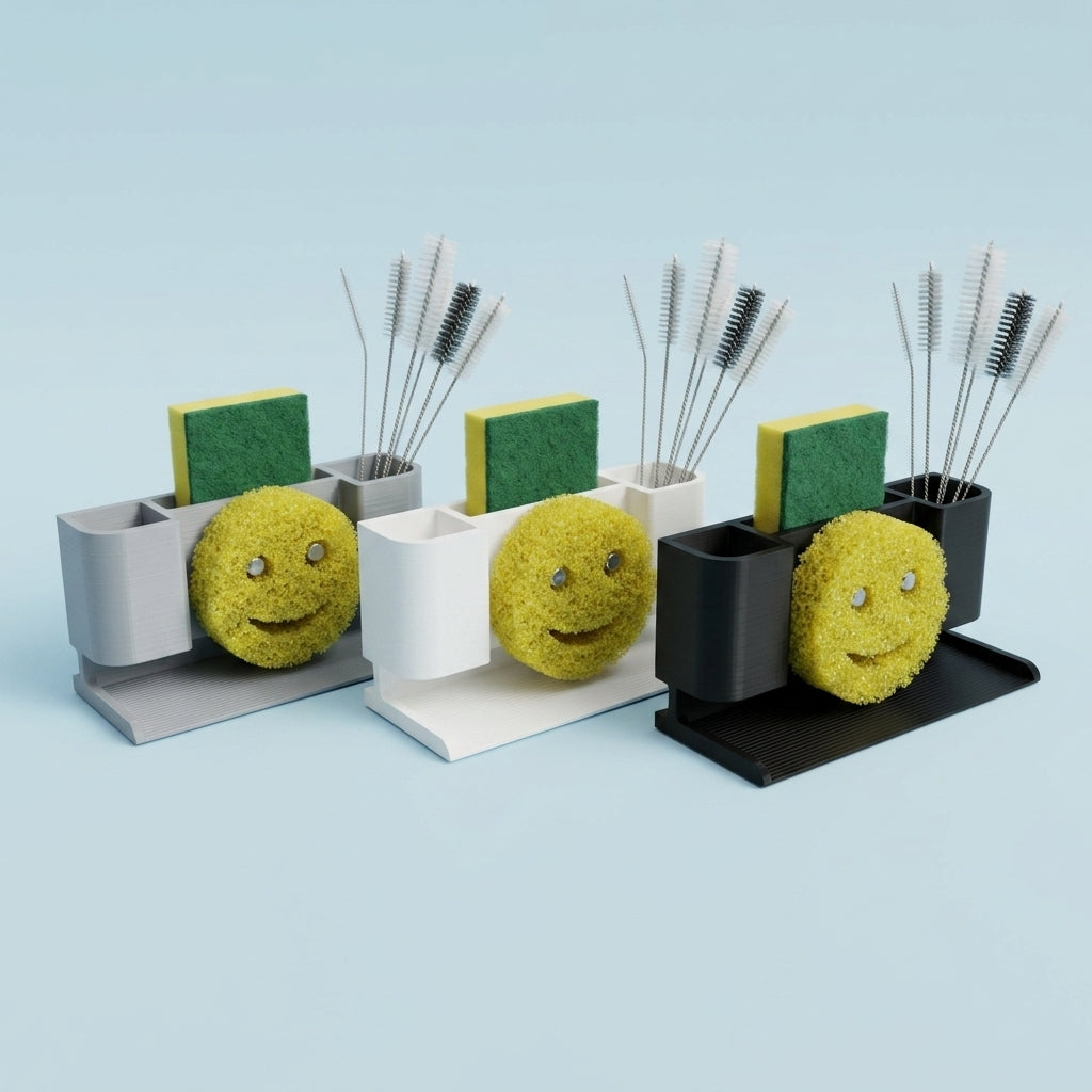 Modular Sink Caddy Sponge & Brush Organizer with Drip Tray