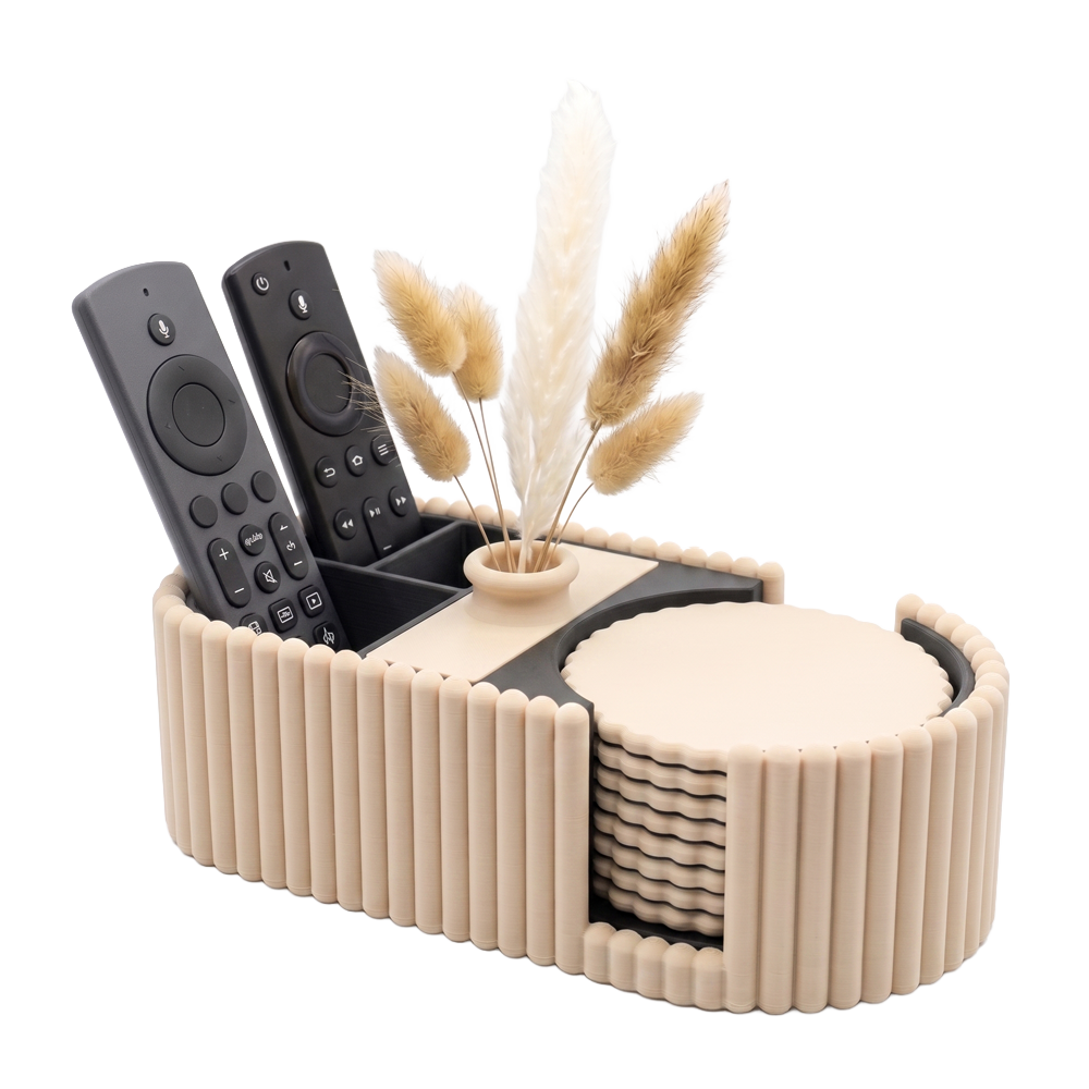 Coaster Holder & Organizer Caddy with Flower Vase