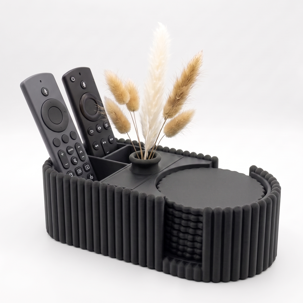 Coaster Holder & Organizer Caddy with Flower Vase