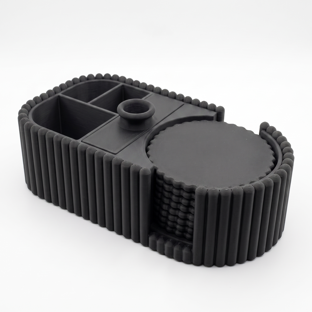 Coaster Holder & Organizer Caddy with Flower Vase