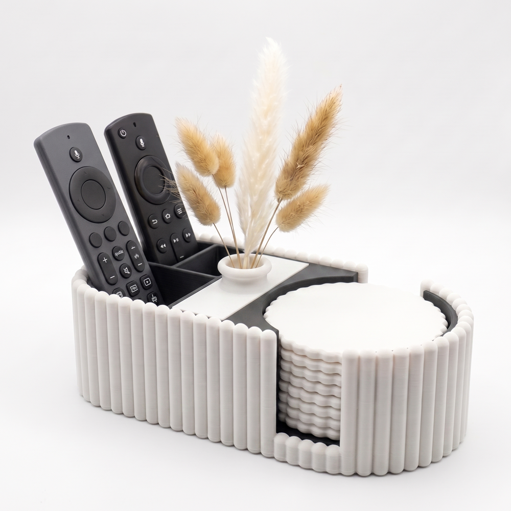 Coaster Holder & Organizer Caddy with Flower Vase