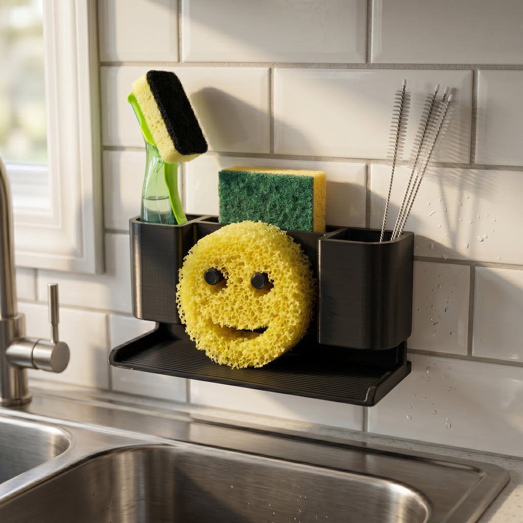 Modular Sink Caddy Sponge & Brush Organizer with Drip Tray