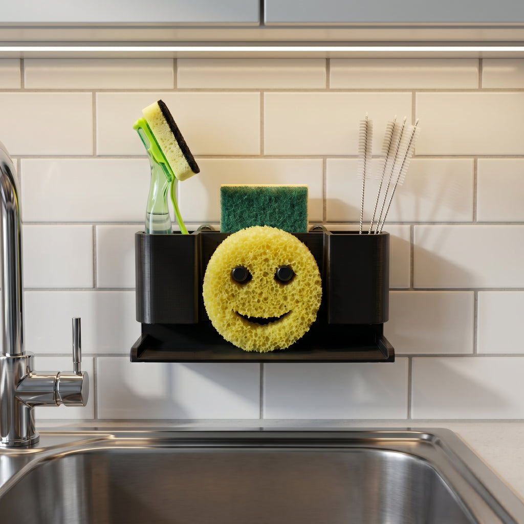 Modular Sink Caddy Sponge & Brush Organizer with Drip Tray