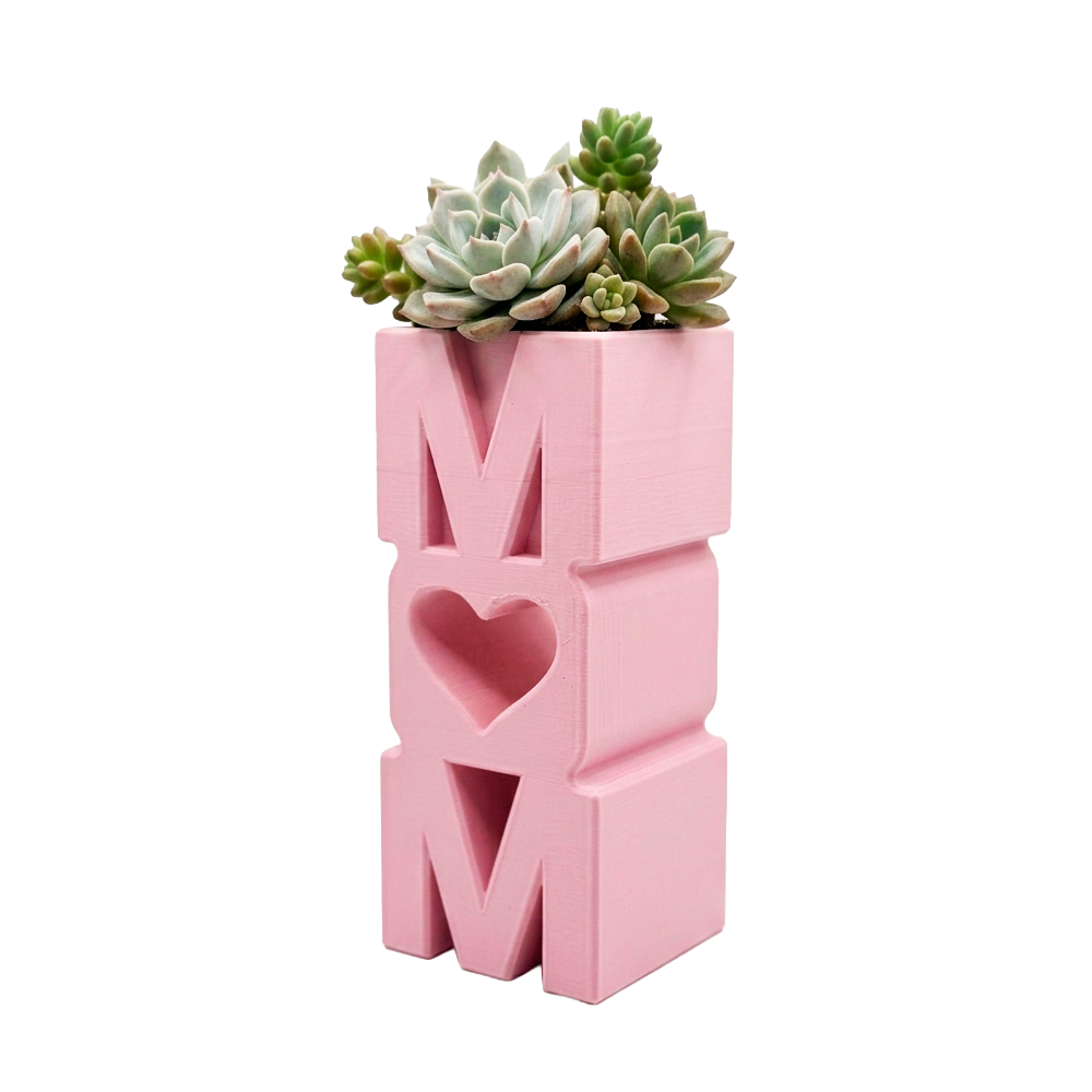 MOM Planter Pot with Heart Small Succulent Plant Holder