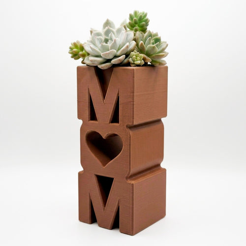 MOM Planter Pot with Heart Small Succulent Plant Holder