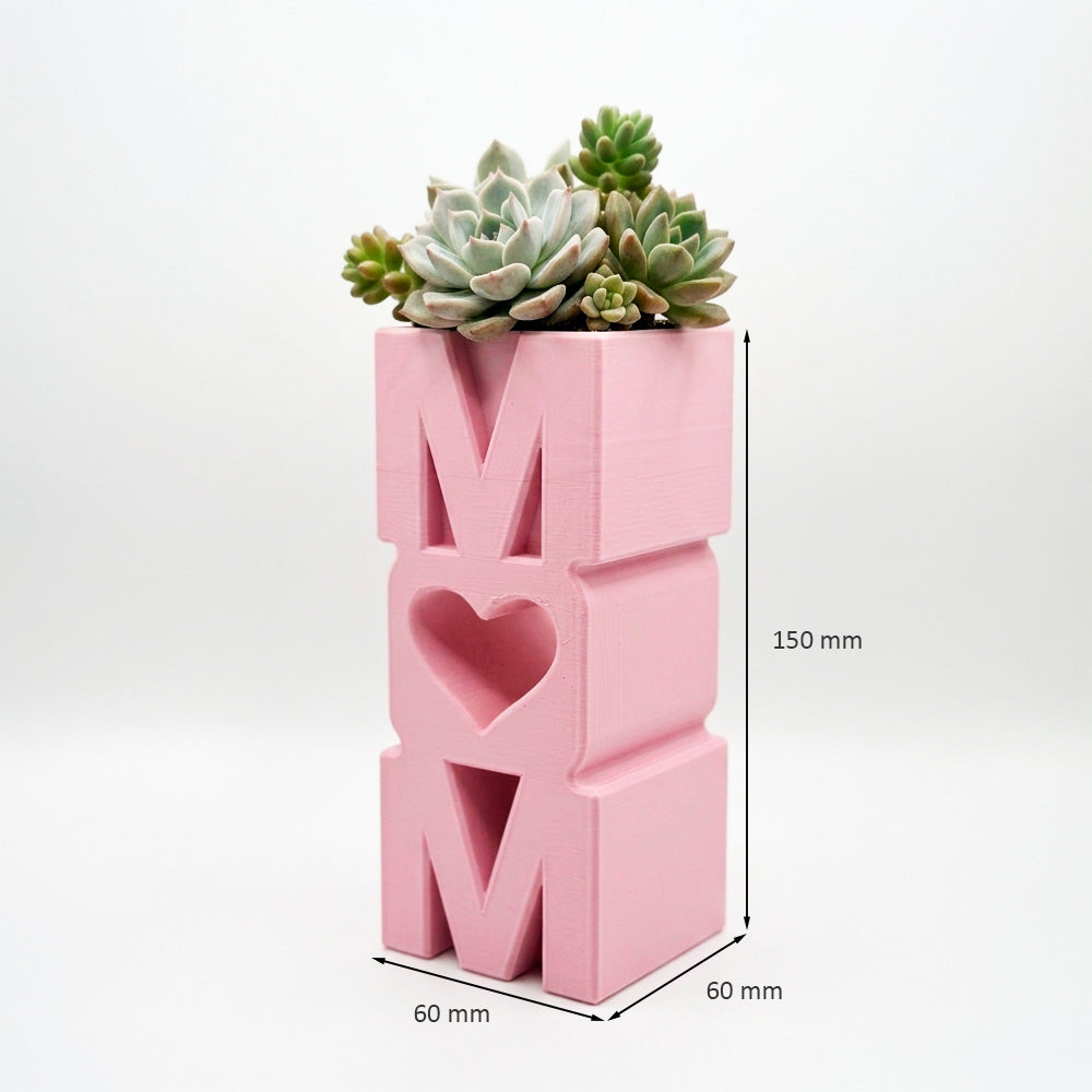 MOM Planter Pot with Heart Small Succulent Plant Holder