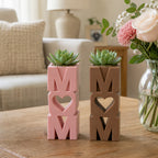 MOM Planter Pot with Heart Small Succulent Plant Holder