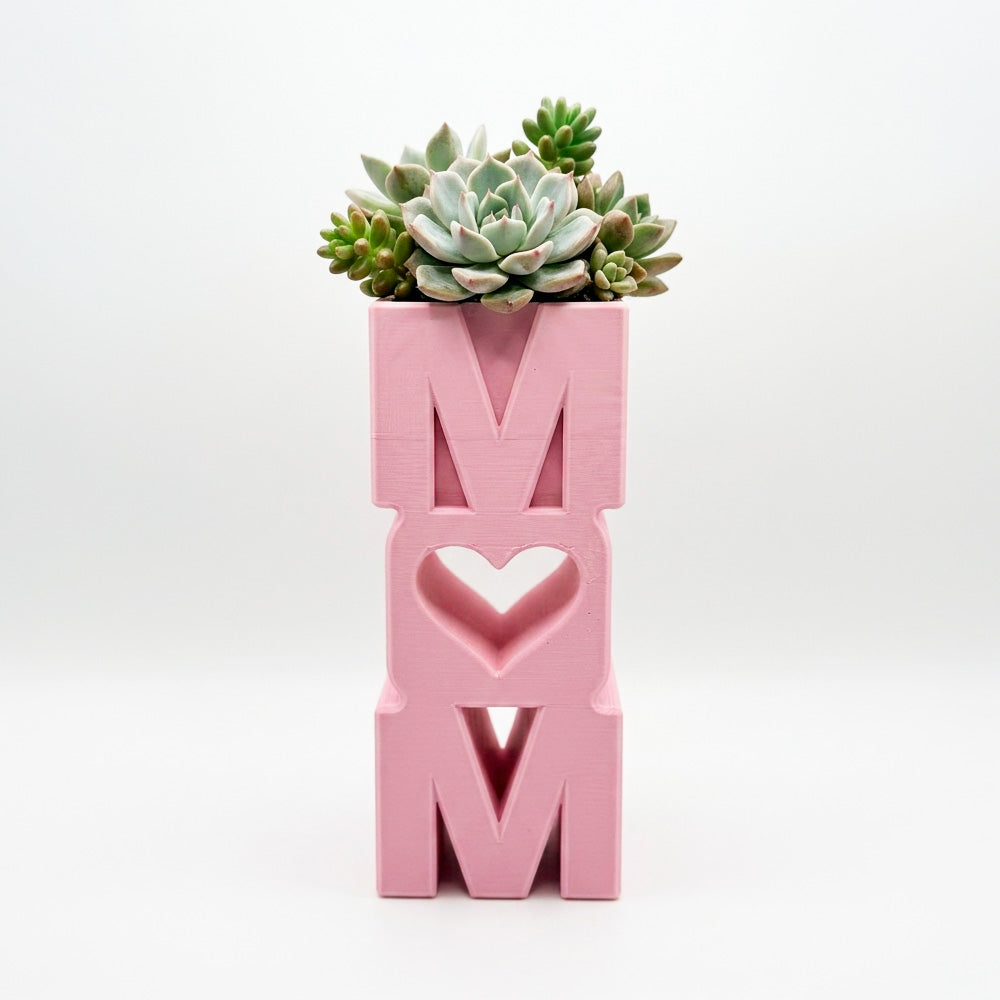 MOM Planter Pot with Heart Small Succulent Plant Holder