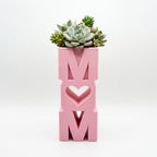 MOM Planter Pot with Heart Small Succulent Plant Holder