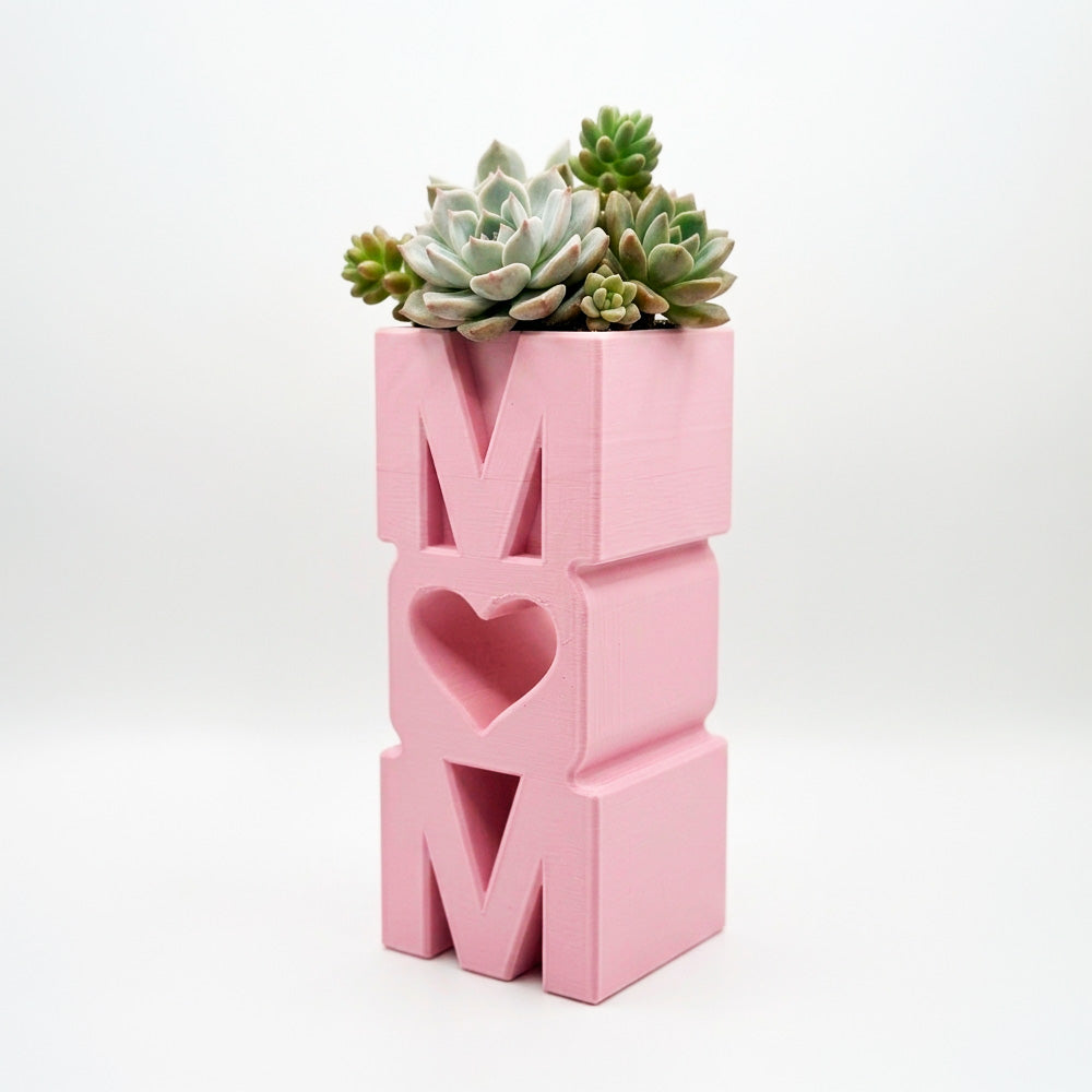 MOM Planter Pot with Heart Small Succulent Plant Holder