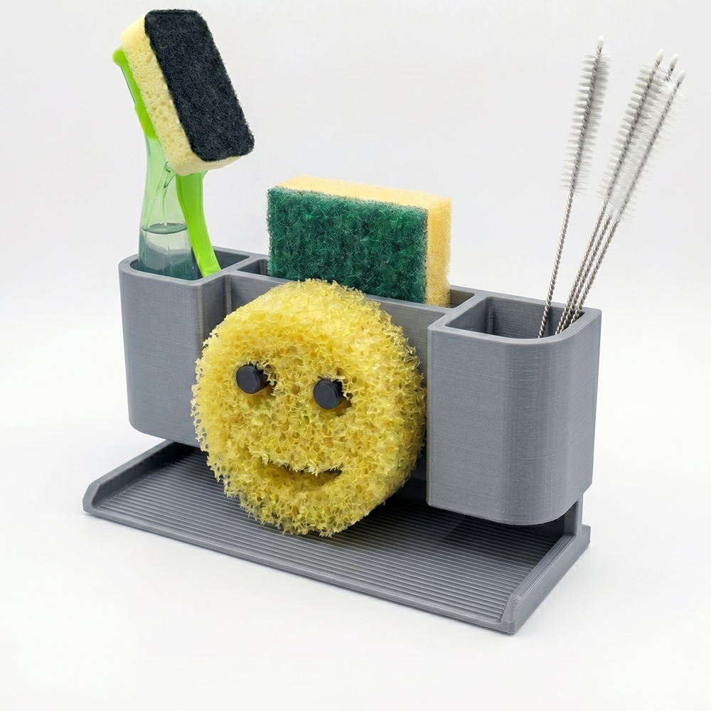 Modular Sink Caddy Sponge & Brush Organizer with Drip Tray