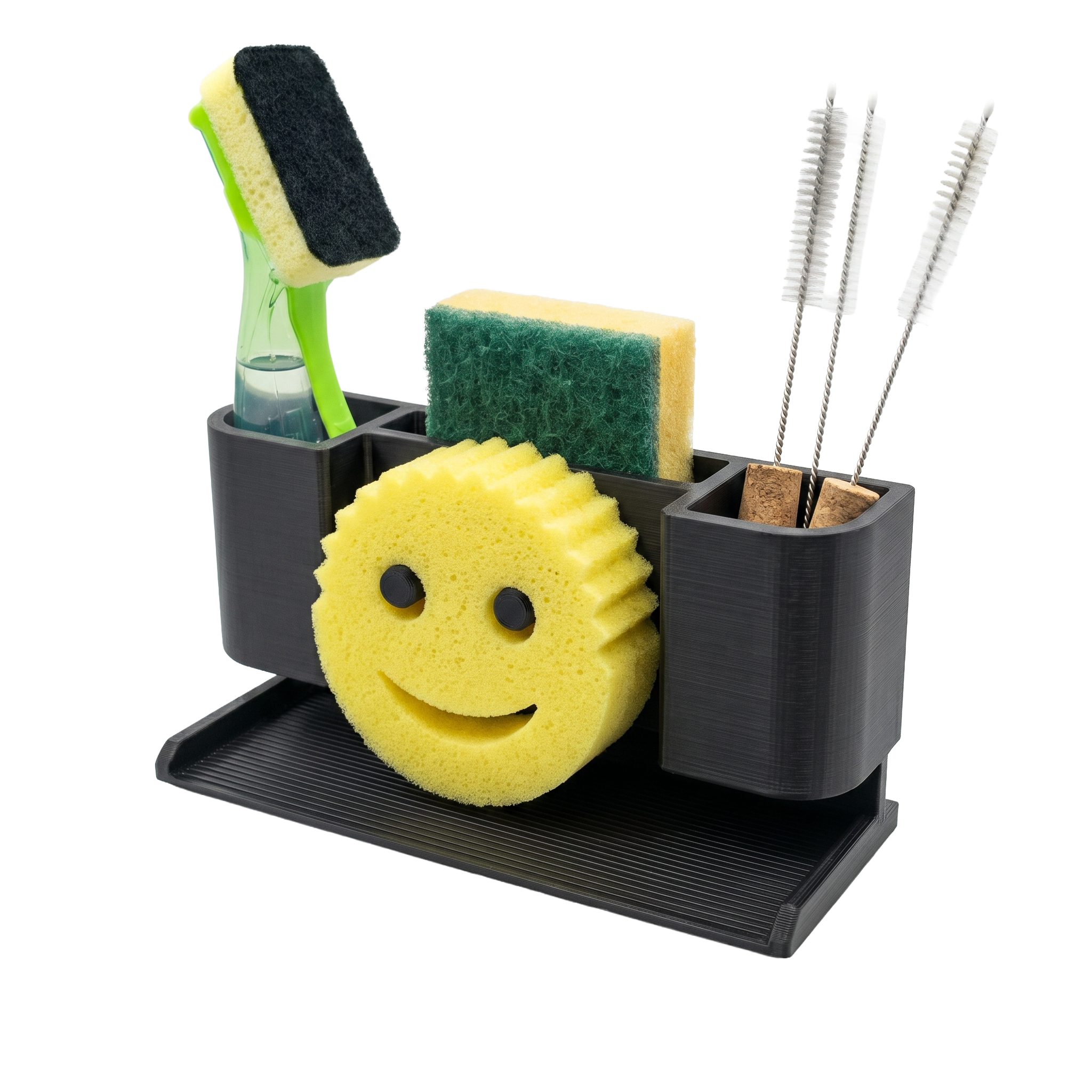 Modular Sink Caddy Sponge & Brush Organizer with Drip Tray