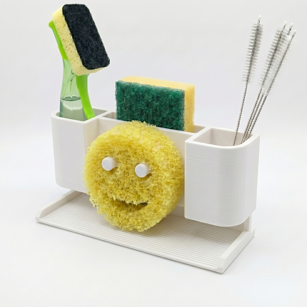 Modular Sink Caddy Sponge & Brush Organizer with Drip Tray