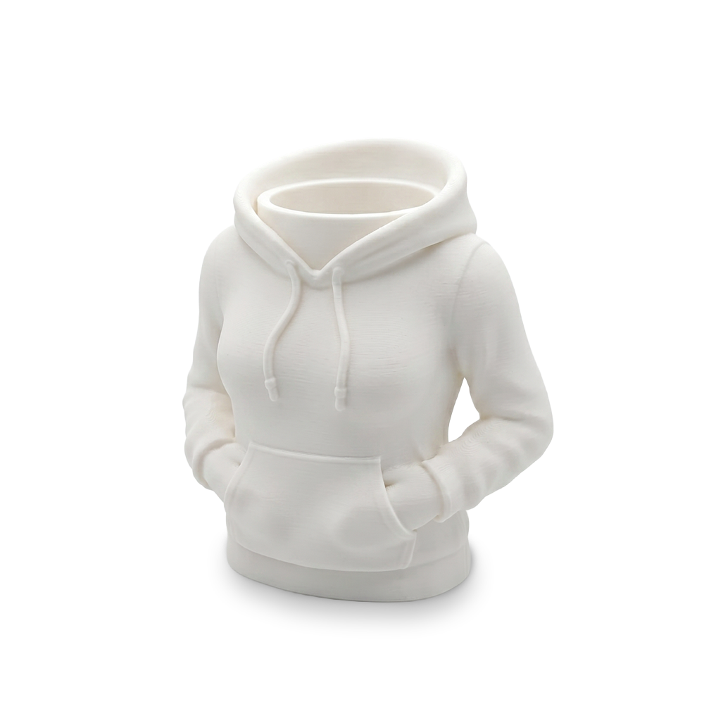 White hoodie on a light gray background